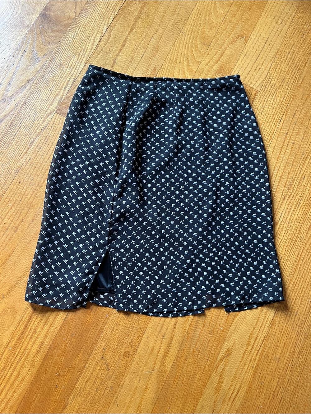 Express Black Midi Skirt with Small White Print